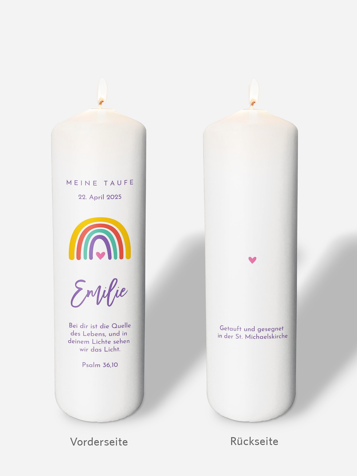 Taufkerze Rainbow Love