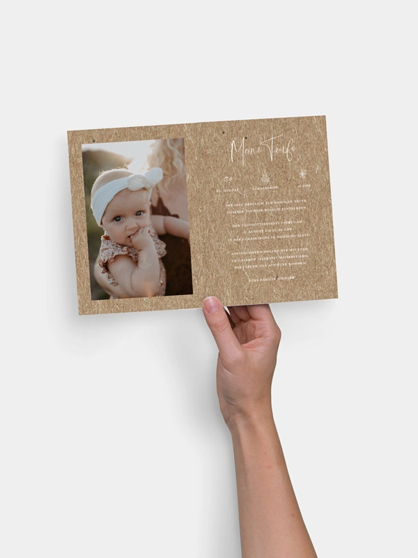 Taufeinladung Dove's Blessing Kraftpapier