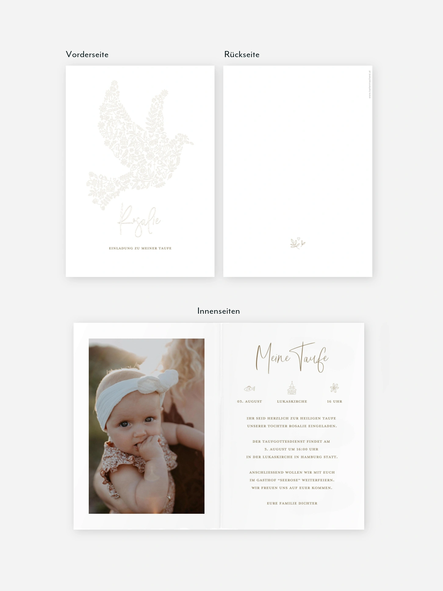 Taufeinladung Dove's Blessing