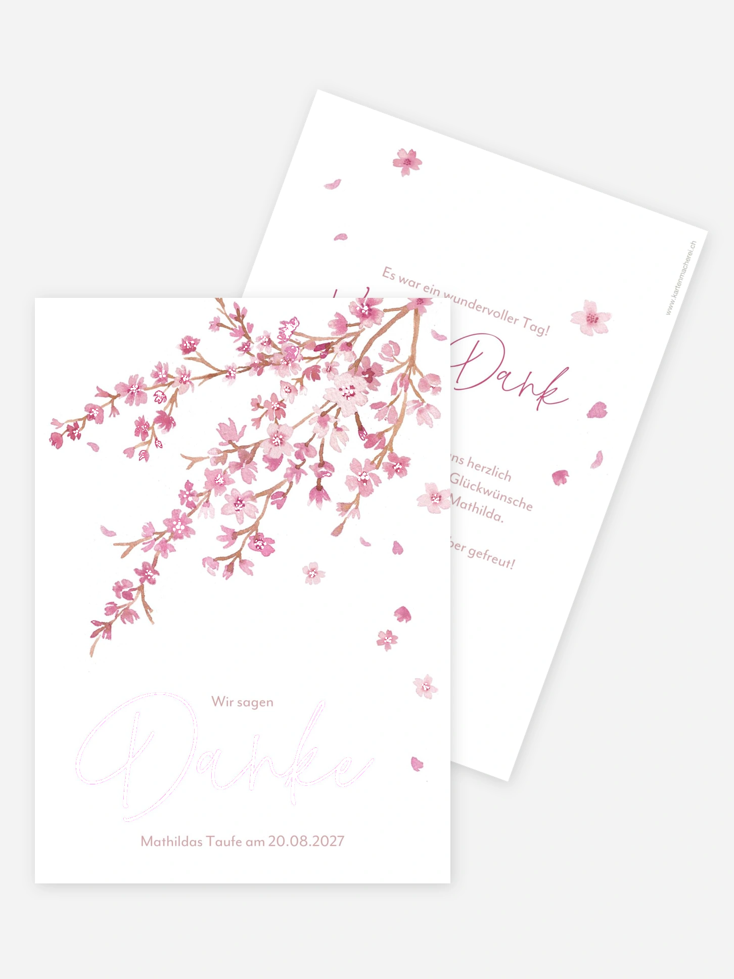 Dankeskarte Taufe Sakura