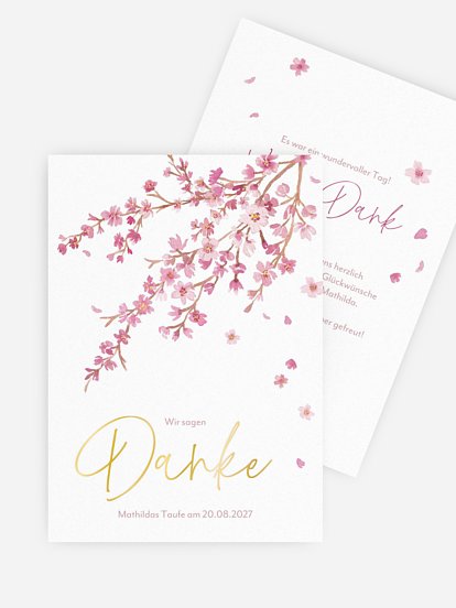 Dankeskarte Taufe Sakura