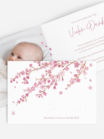 Dankeskarte Taufe Sakura