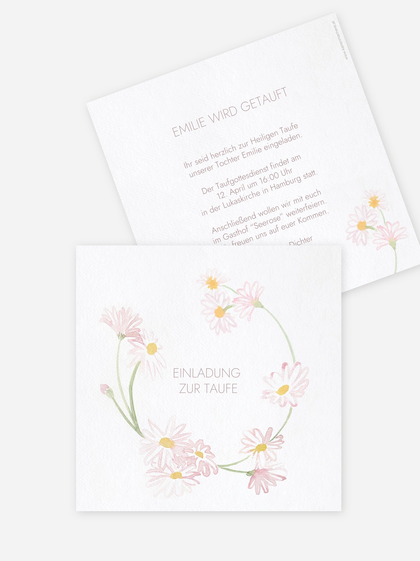 Taufeinladung Daisy Wreath
