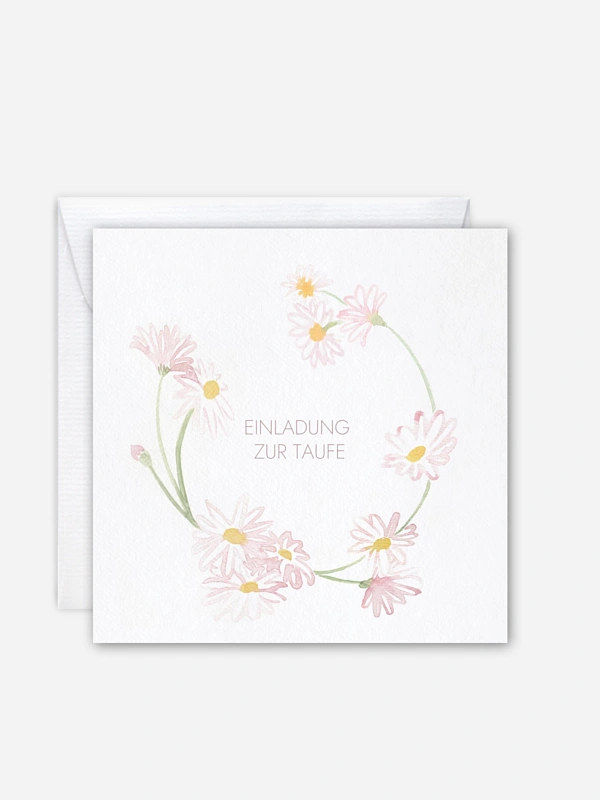 Taufeinladung Daisy Wreath