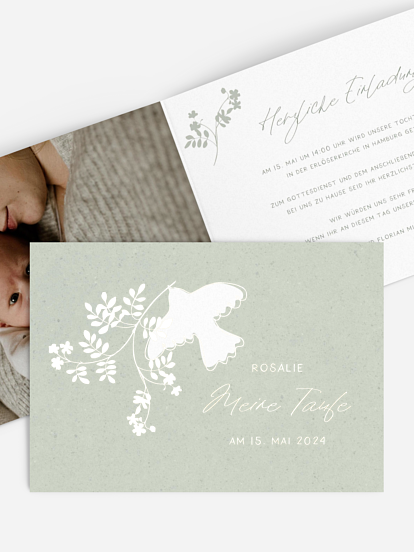 Taufeinladung Golden Dove