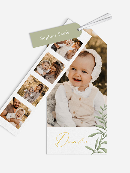 Dankeskarte Taufe Picto Greenery