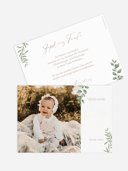 Dankeskarte Taufe Picto Greenery