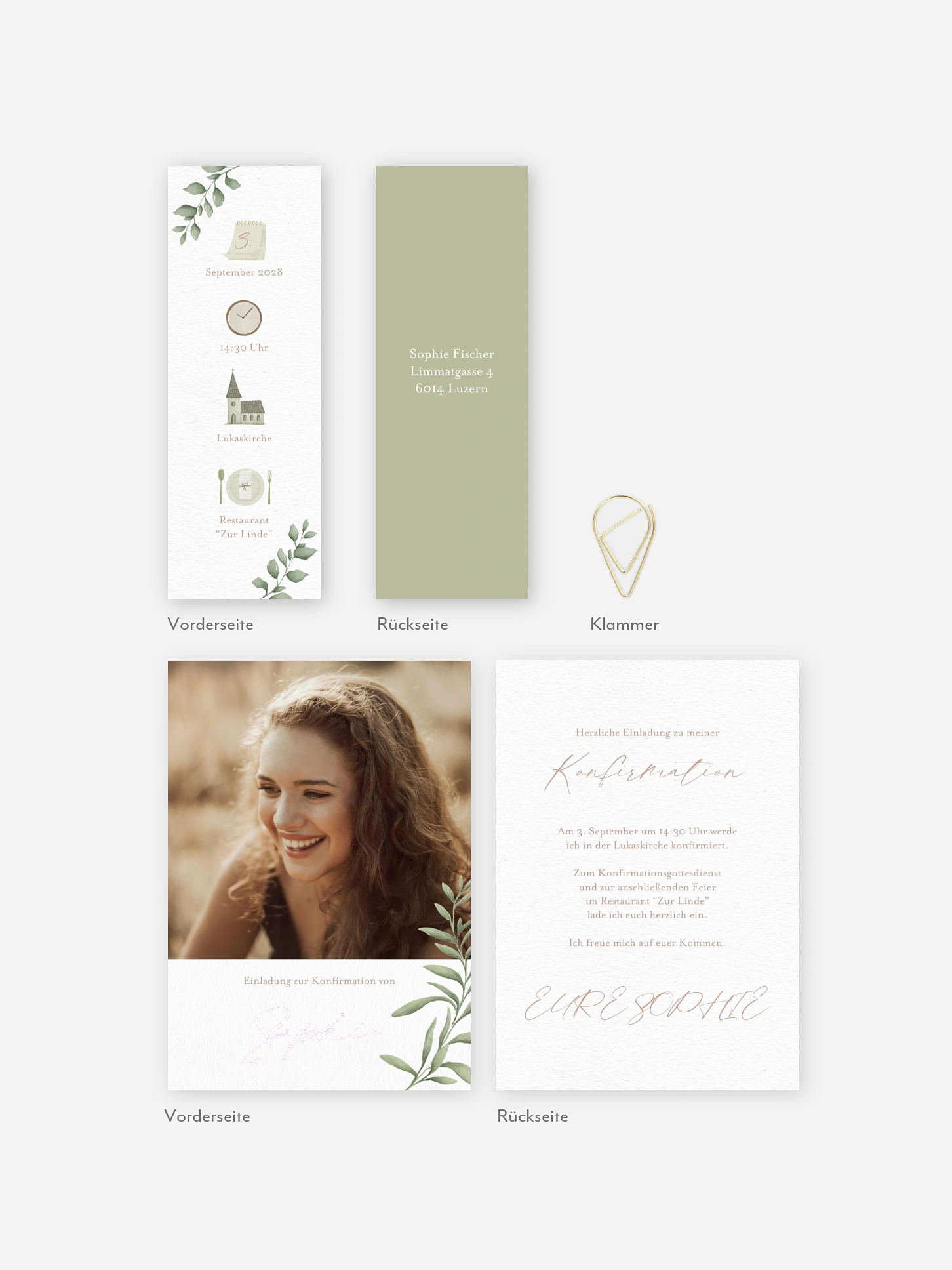 Konfirmationseinladung Picto Greenery