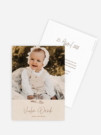 Dankeskarte Taufe Zarte Taube