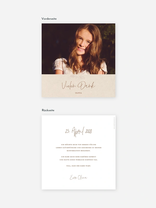 Danksagung Konfirmation Zarte Taube