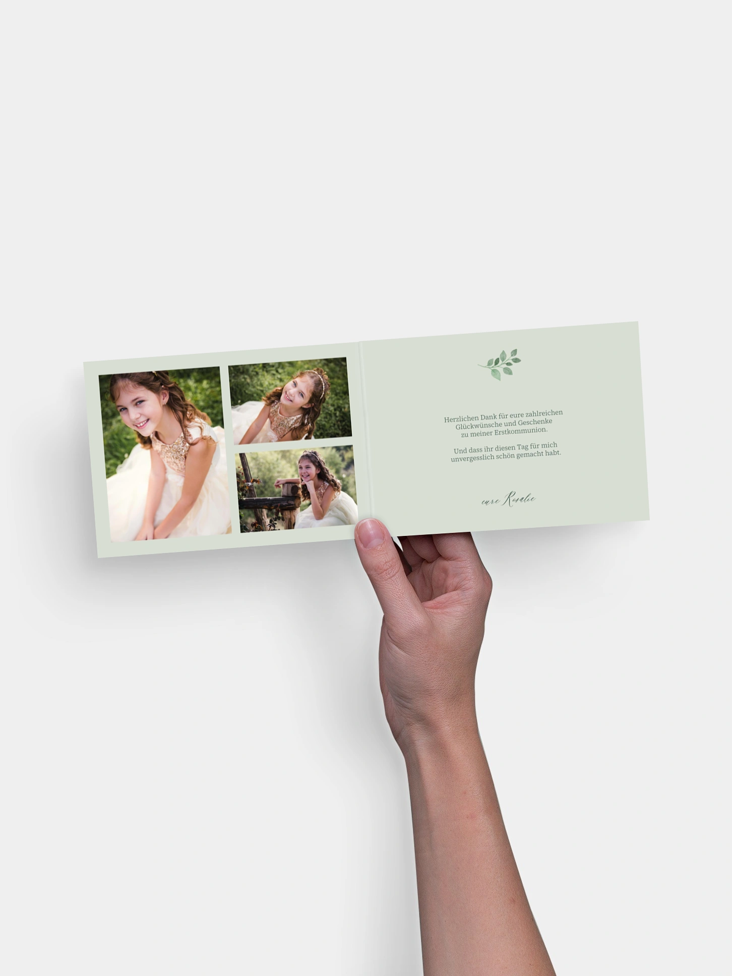 Danksagung Kommunion Greenery Dove