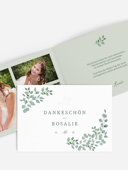 Danksagung Kommunion Greenery Dove