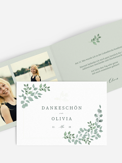 Danksagung Konfirmation Greenery Dove