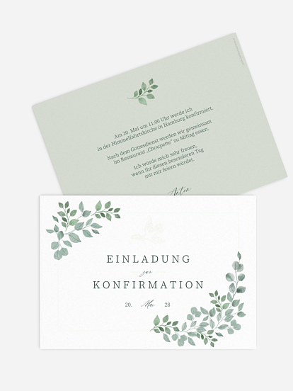Konfirmationseinladung Greenery Dove