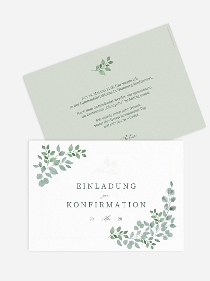 Konfirmationseinladung Greenery Dove