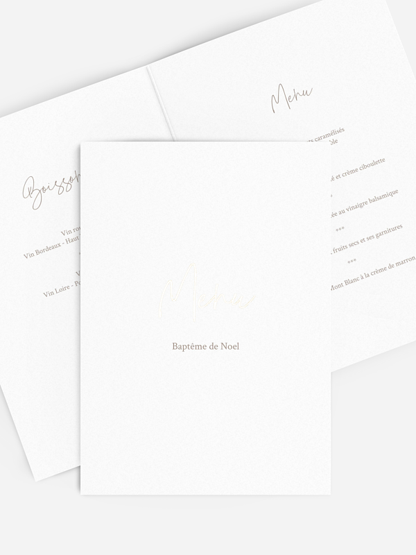 Menu baptême Simple Blessing