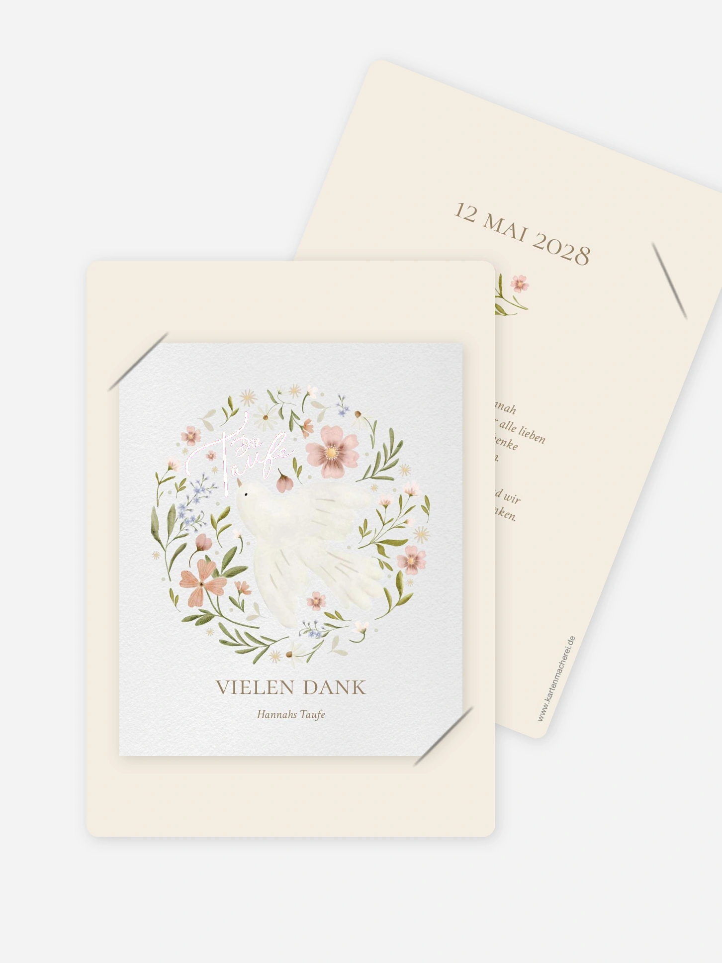 Dankeskarte Taufe Blossom Dove