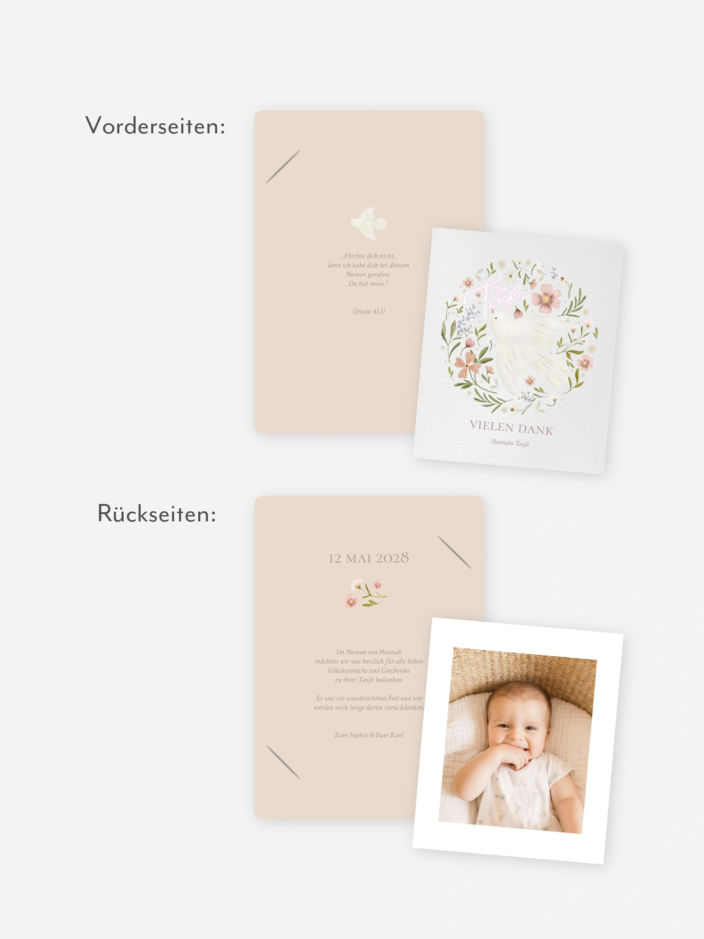 Dankeskarte Taufe Blossom Dove