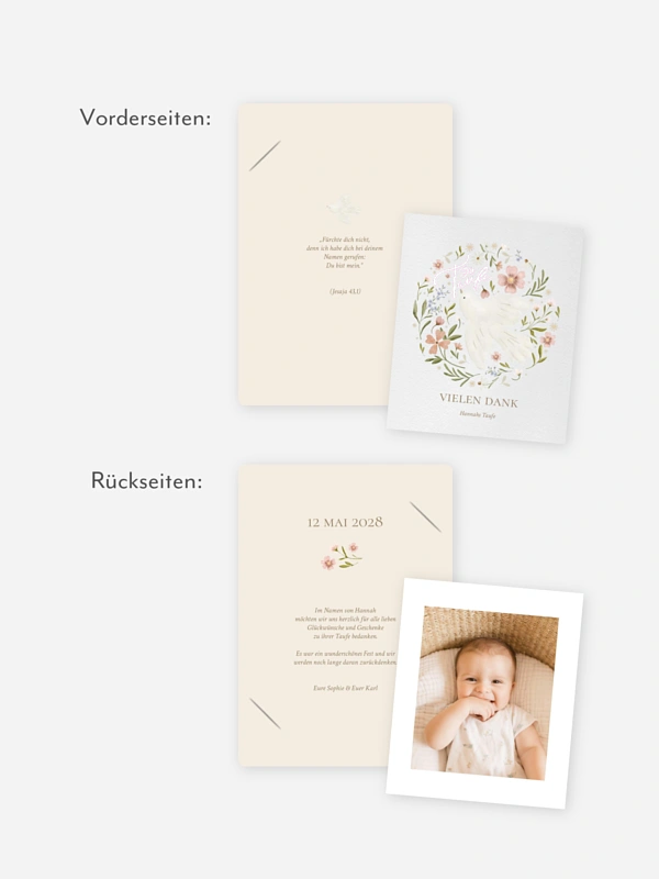 Dankeskarte Taufe Blossom Dove