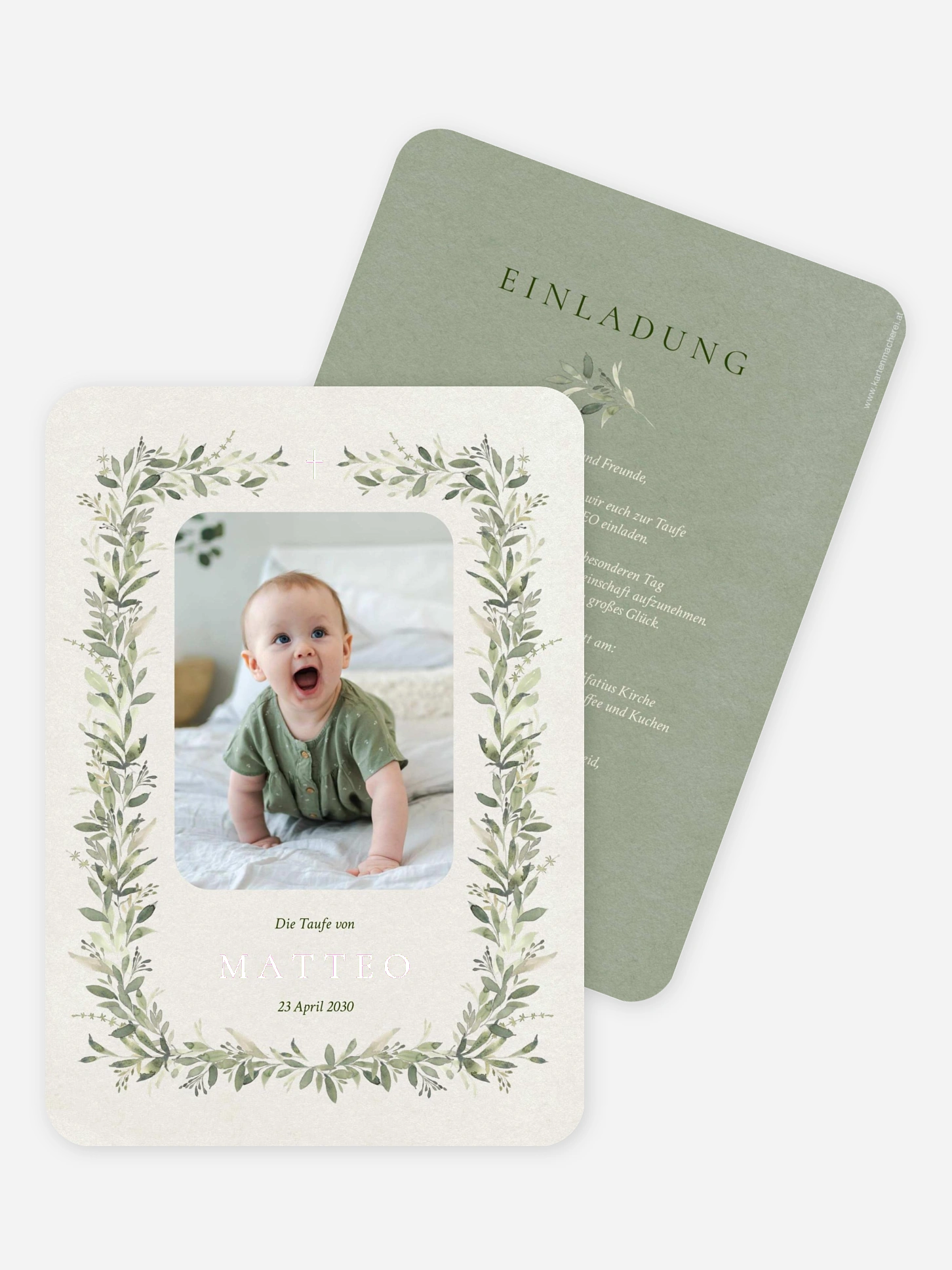 Taufeinladung Botanical Blessing