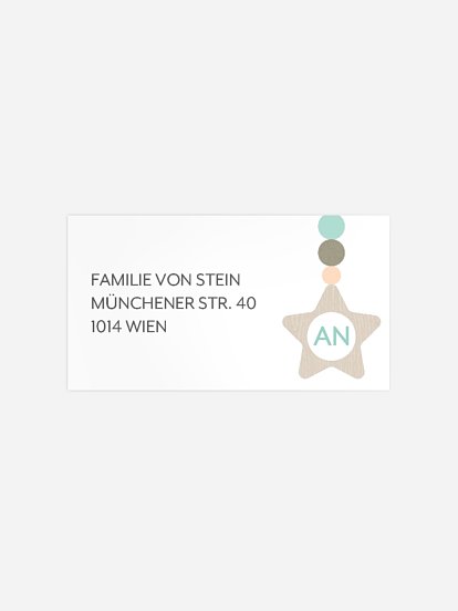 Empfängeraufkleber Geburt Schnullerkette