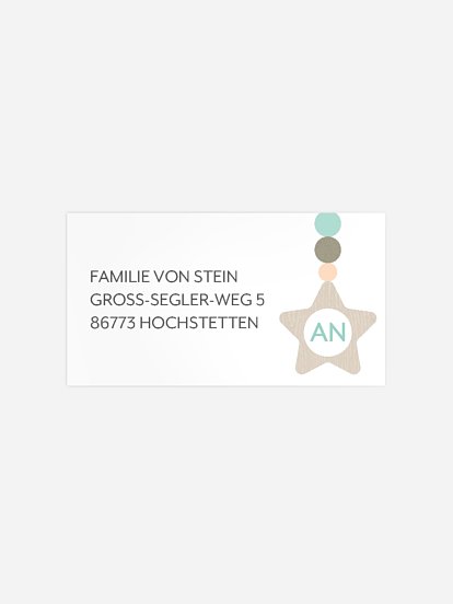 Empfängeraufkleber Geburt Schnullerkette