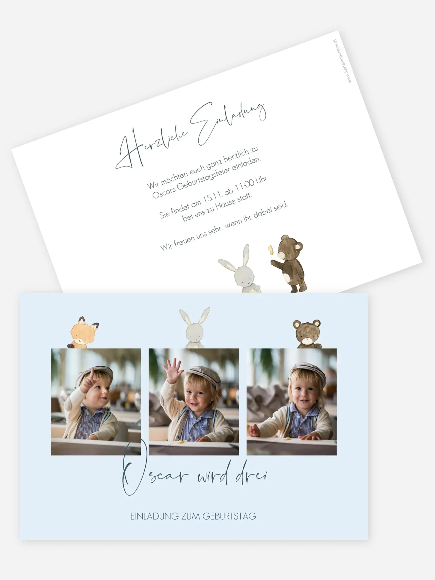 Kindergeburtstagseinladung Tierchen Trio