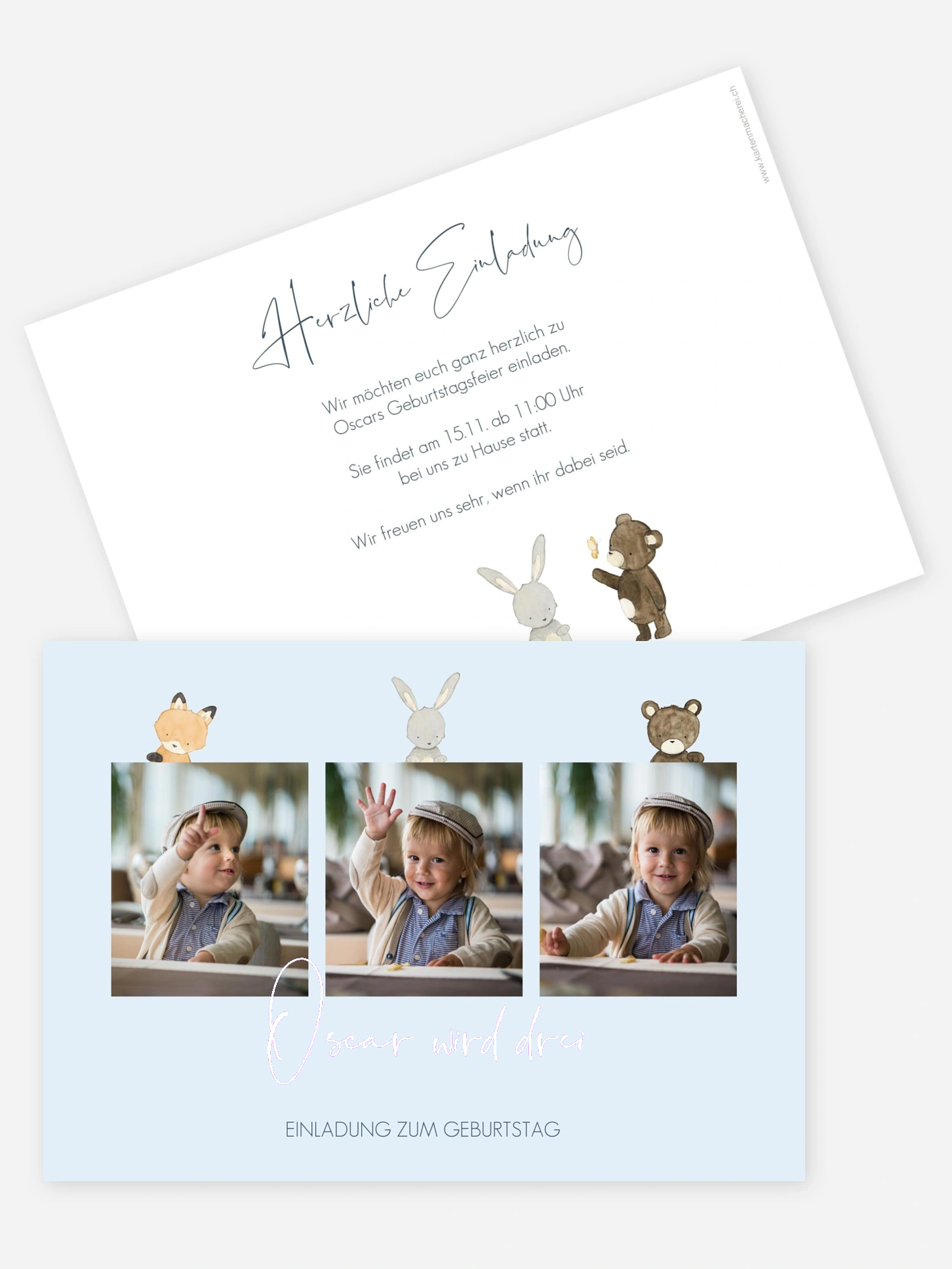Kindergeburtstagseinladung Tierchen Trio