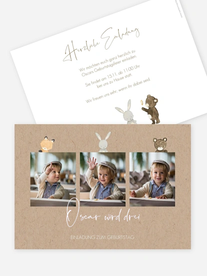 Kindergeburtstagseinladung Tierchen Trio