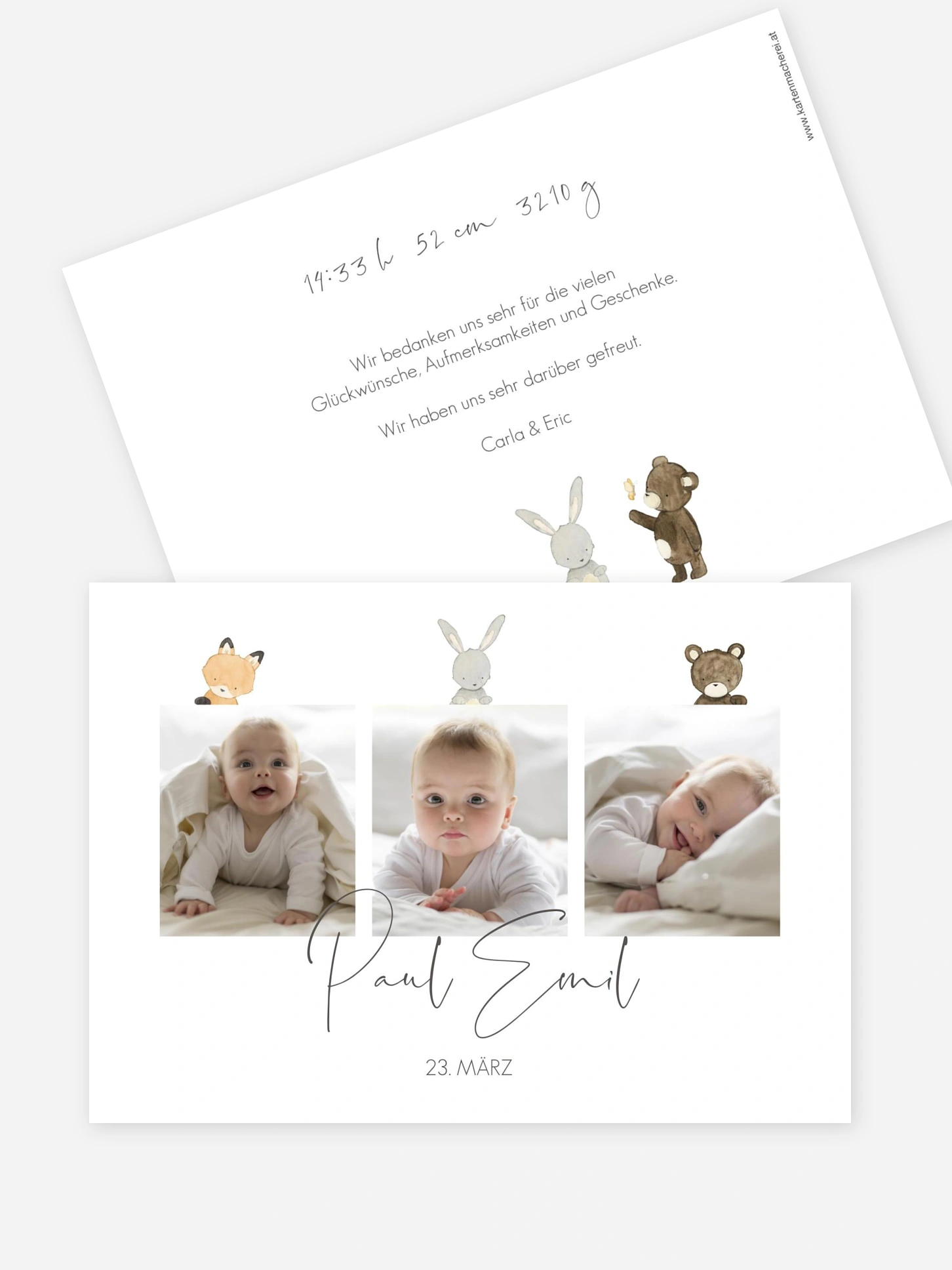 Geburtskarte Tierchen Trio
