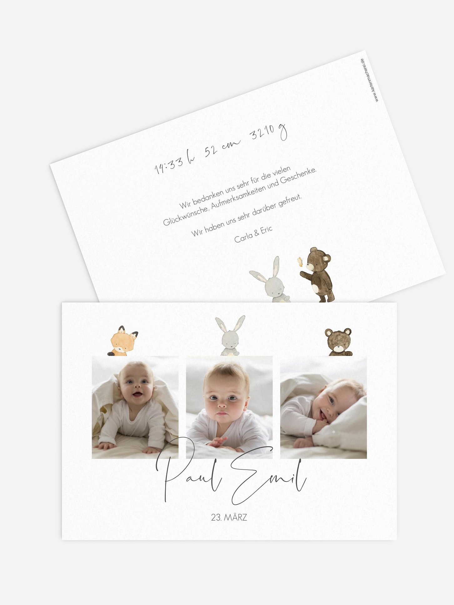 Geburtskarte Tierchen Trio