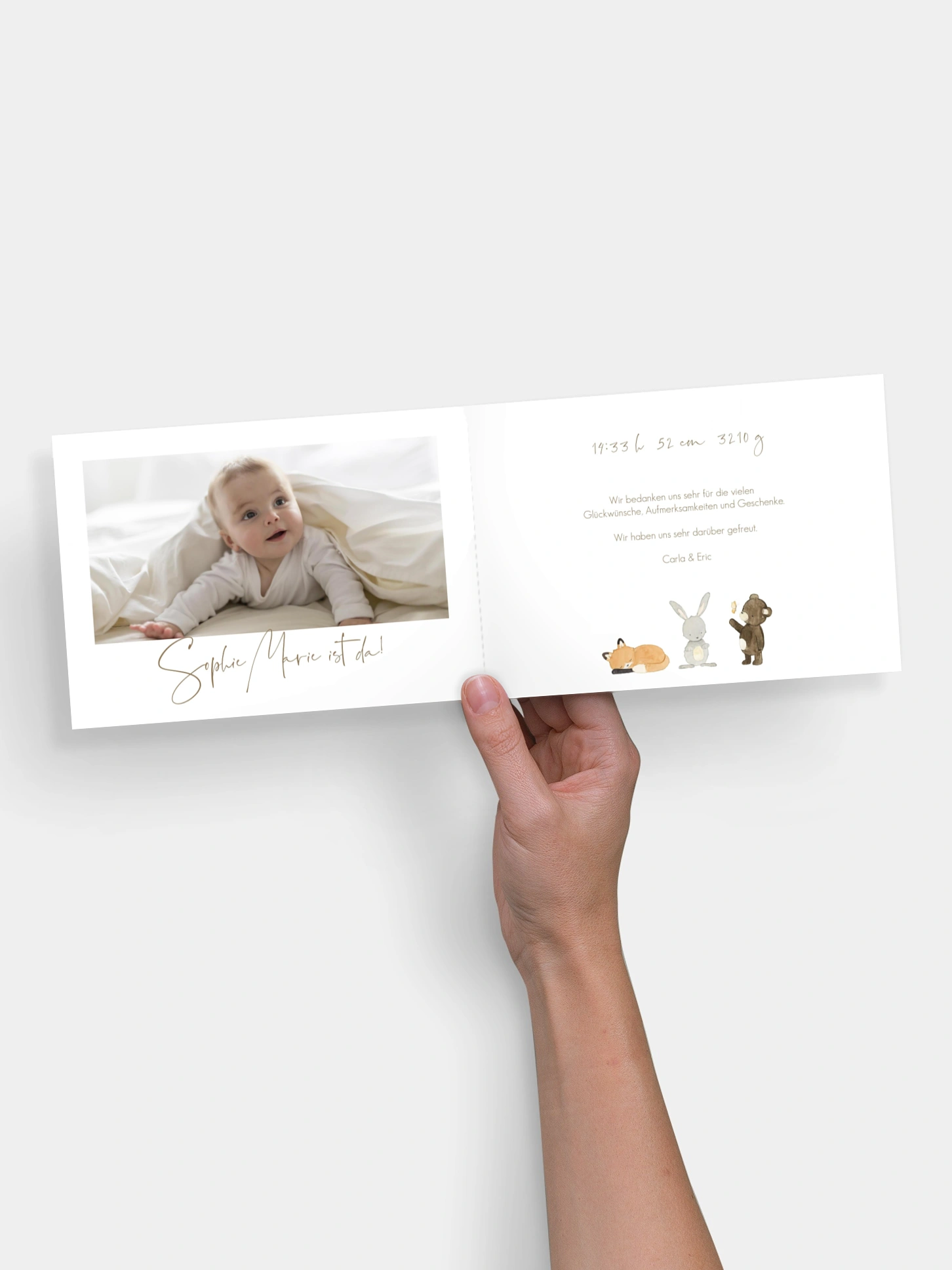 Geburtskarte Tierchen Trio
