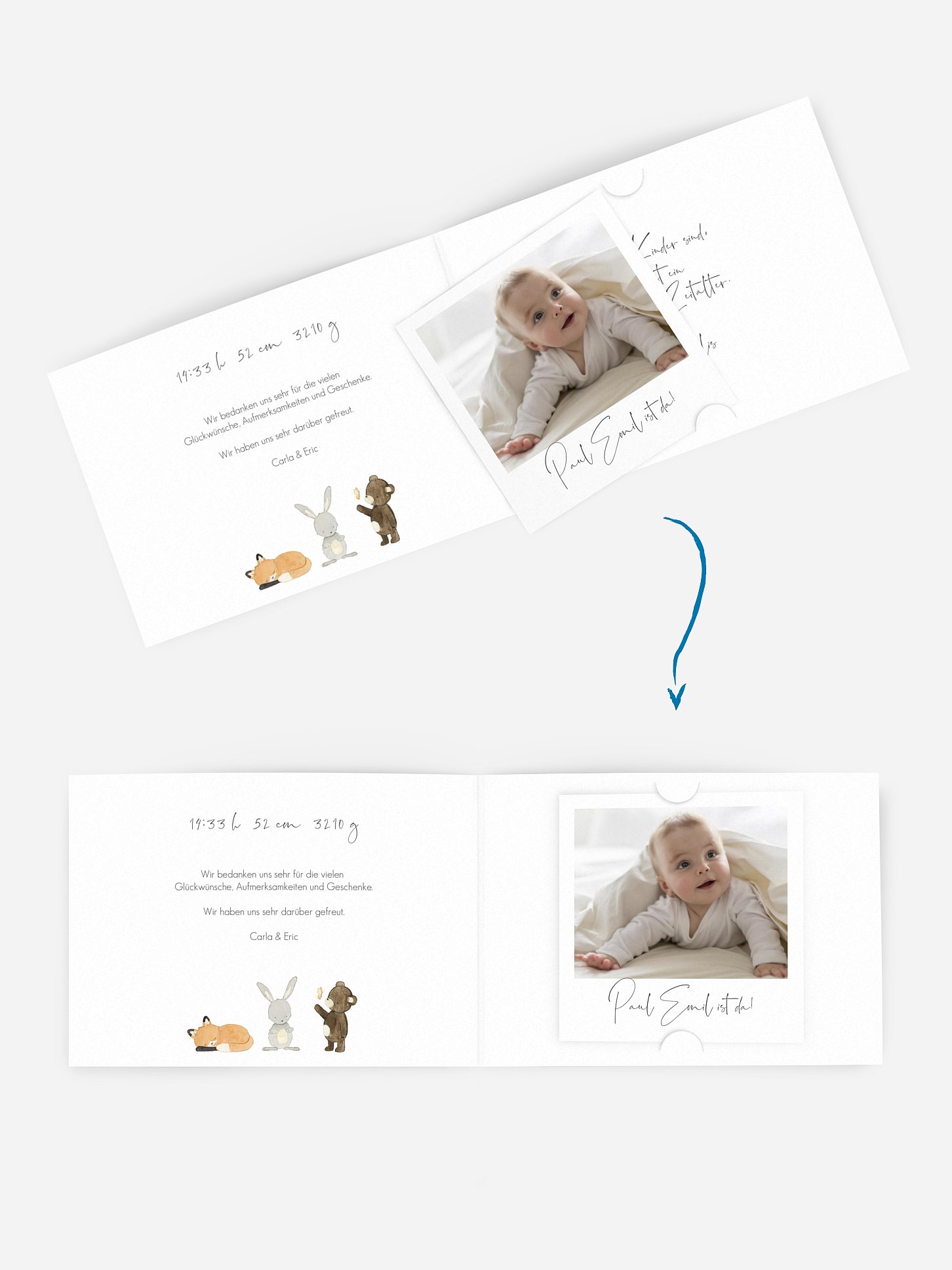 Geburtskarte Tierchen Trio