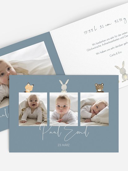 Geburtskarte Tierchen Trio