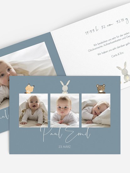 Geburtskarte Tierchen Trio