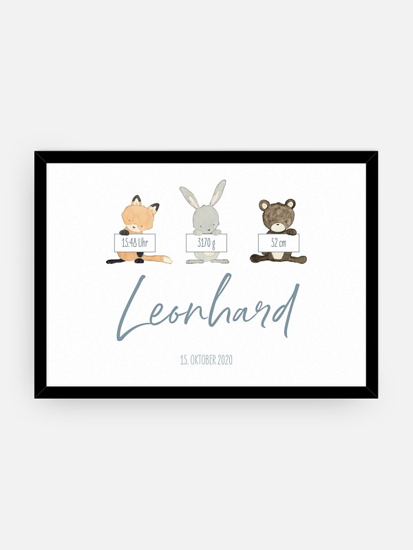 Poster Geburt Tierchen Trio