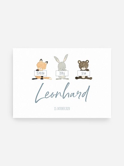Poster Geburt Tierchen Trio
