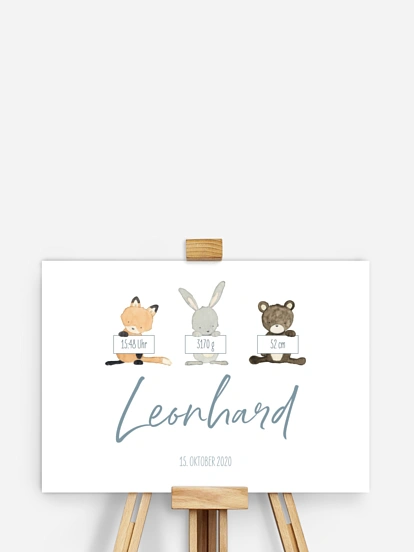 Poster Geburt Tierchen Trio
