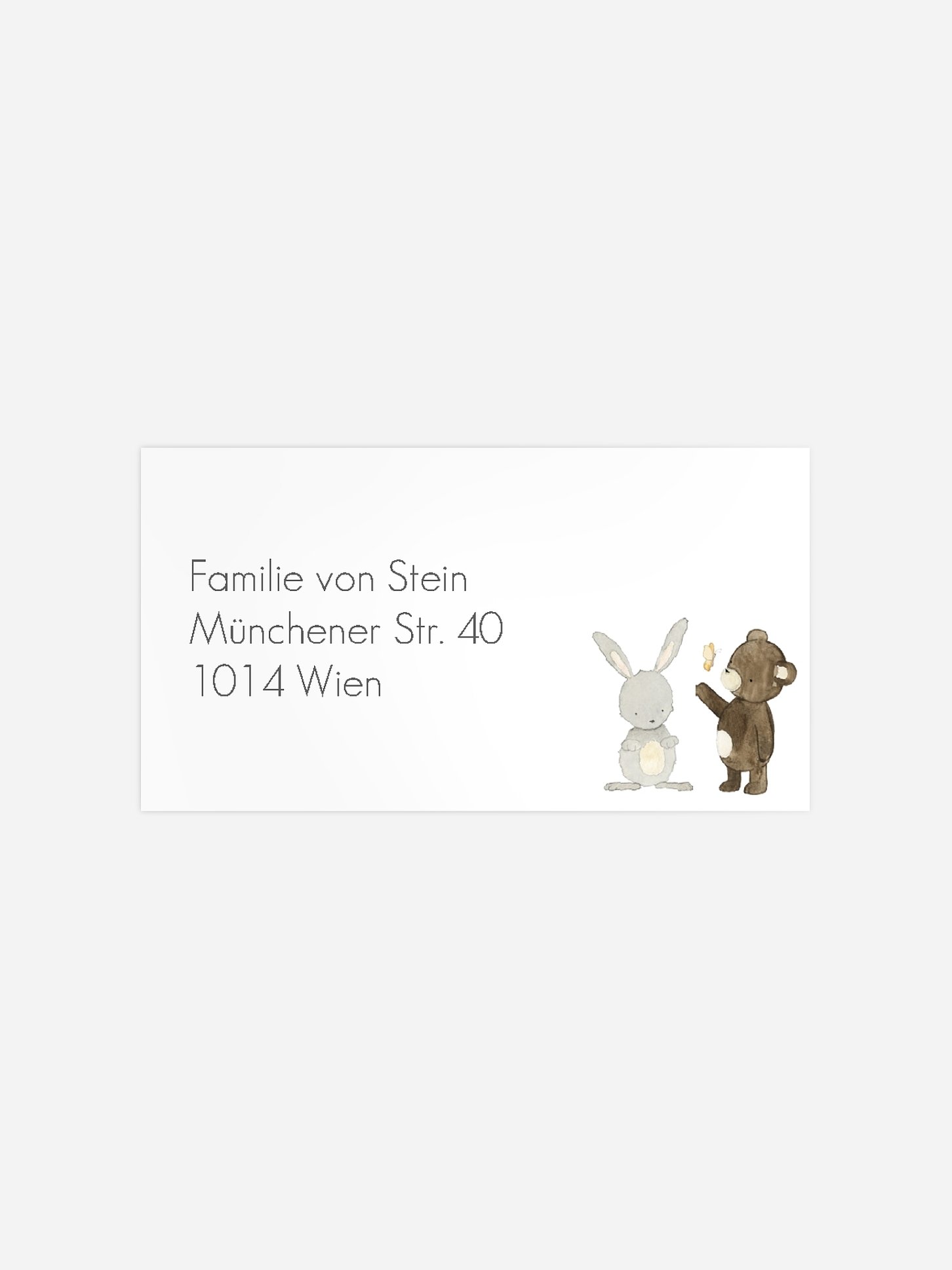 Empfängeraufkleber Geburt Tierchen Trio