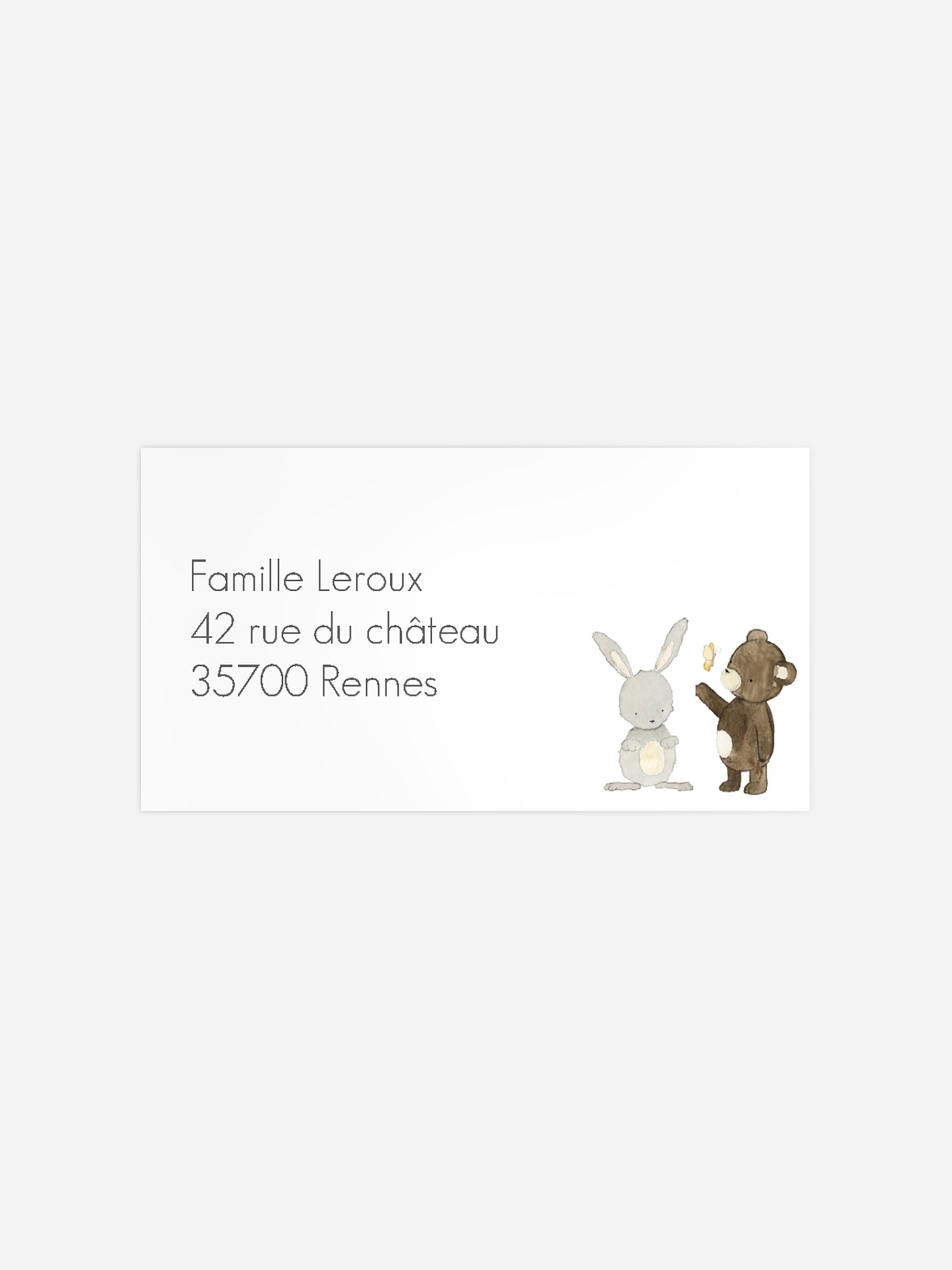 Étiquette destinataire naissance Trio animaux