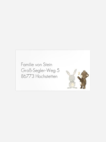 Empfängeraufkleber Geburt Tierchen Trio