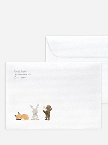 Briefumschlag mit Motiv Tierchen Trio