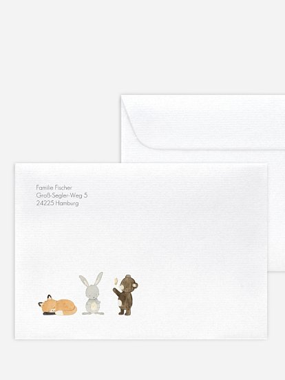 Briefumschlag mit Motiv Tierchen Trio