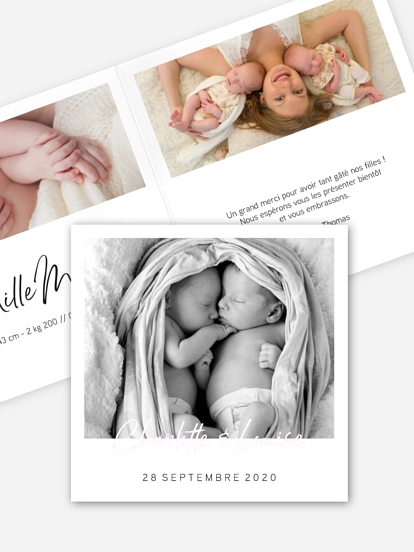 Faire-part naissance jumeaux Petit Amour