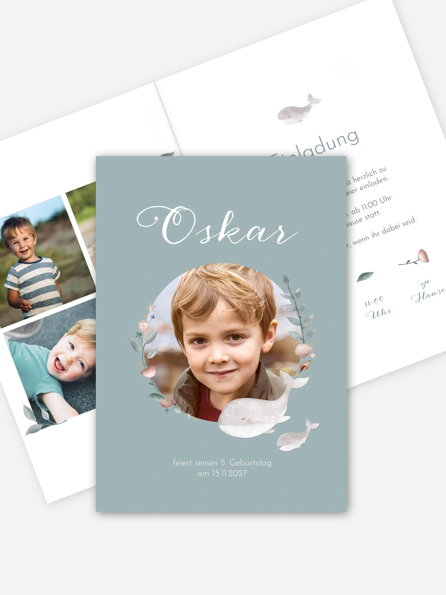 Kindergeburtstagseinladung Walfamilie