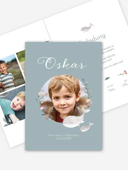 Kindergeburtstagseinladung Walfamilie