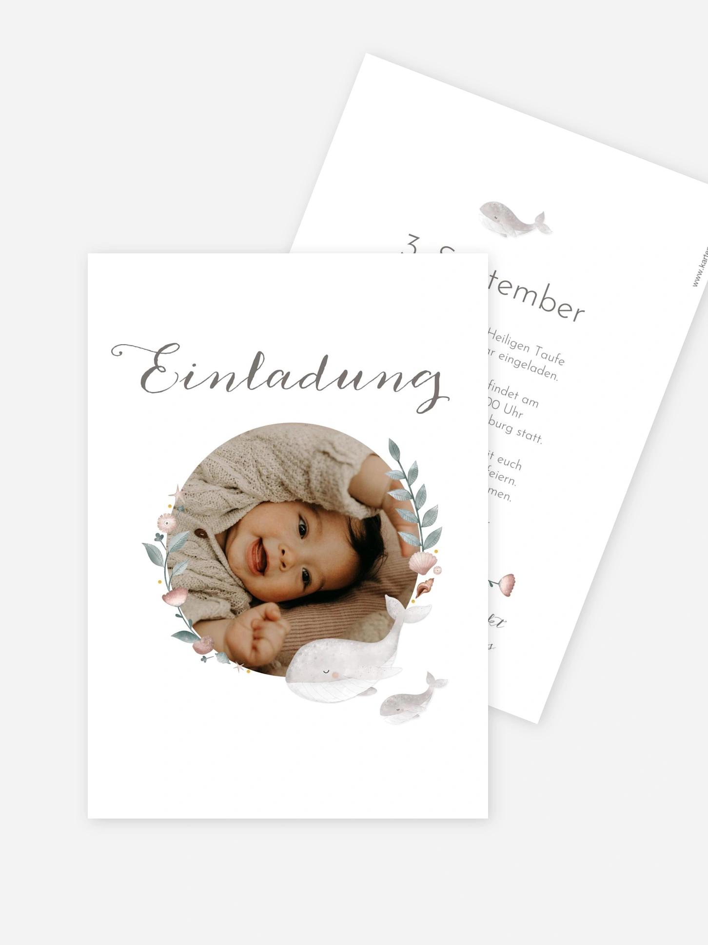 Taufeinladung Walfamilie