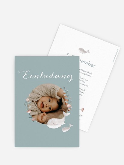 Taufeinladung Walfamilie