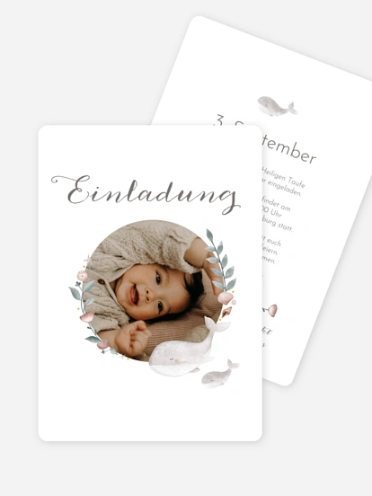 Taufeinladung Walfamilie