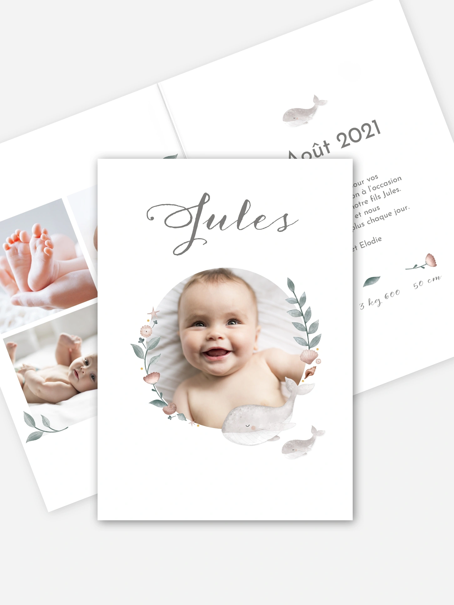 Faire-part naissance Jolies baleines